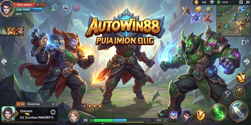 Screenshot gameplay AUTOWIN88 yang menampilkan aksi pertempuran seru di dunia MMORPG.
