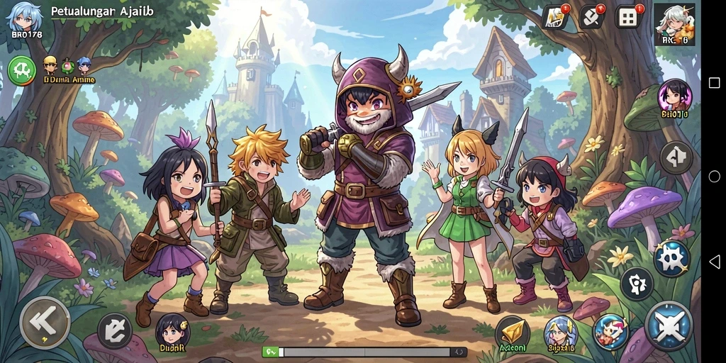 Tampilan gameplay menarik dari petualangan karakter anime.