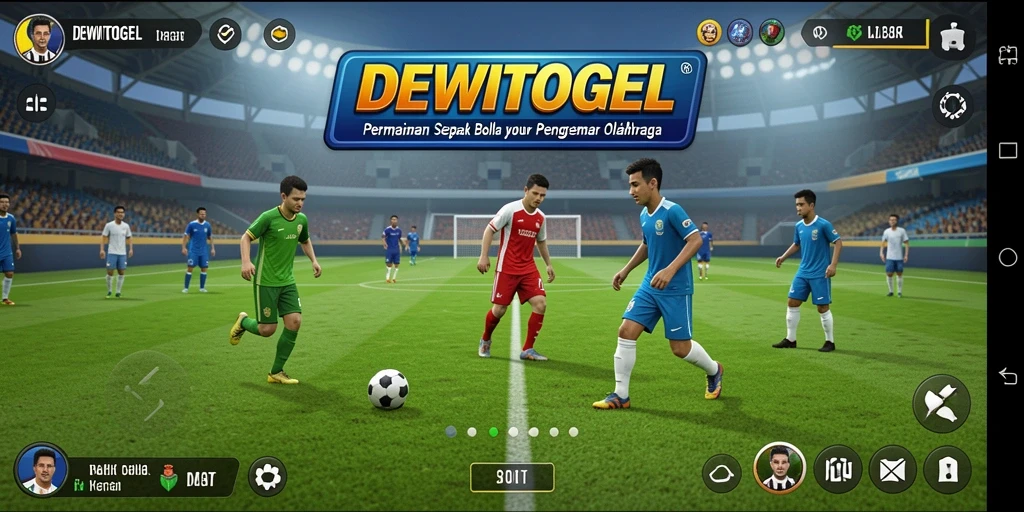 Tampilan gameplay sepak bola yang seru dan mengasyikkan.
