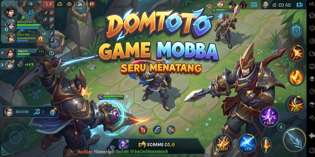Tampilan gameplay seru dari DOMTOTO, pertempuran epik dalam arena MOBA.