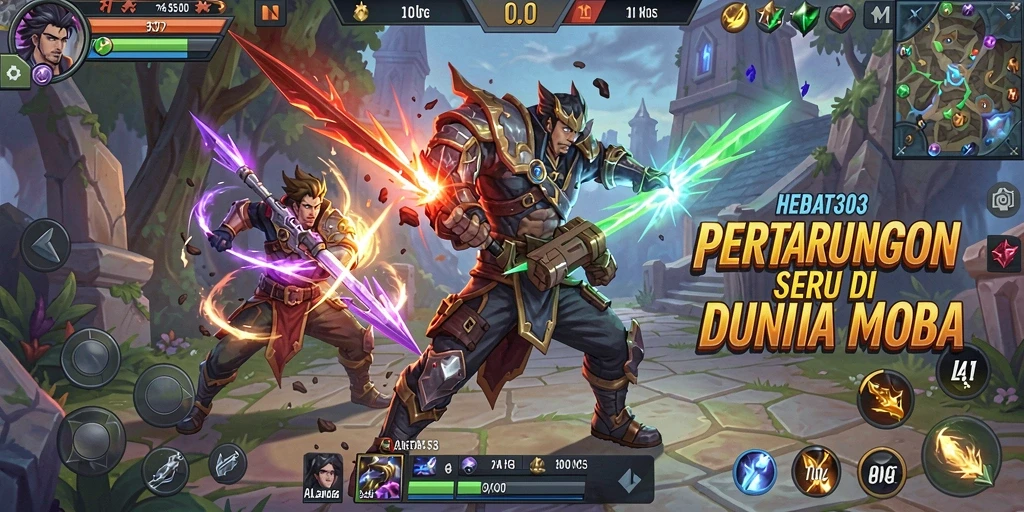 Tampilan seru dari pertempuran MOBA di HEBAT303.