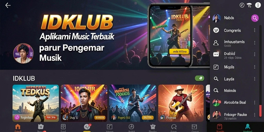 Screenshot dari gameplay menarik di IDKLUB dengan berbagai lagu.