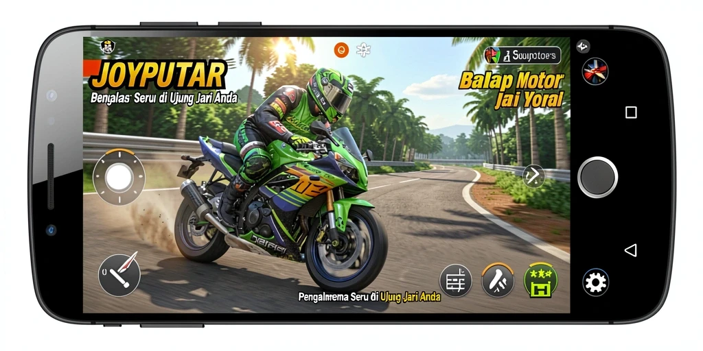 Tampilan gameplay mendebarkan dalam balap motor JOYPTAR.
