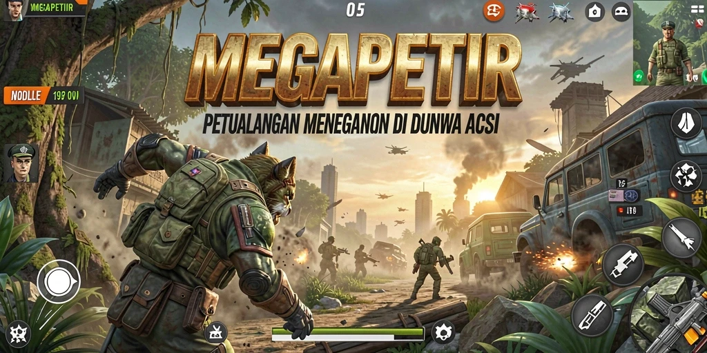 Screenshot gameplay MEGAPETIR dengan aksi seru dan mendebarkan.