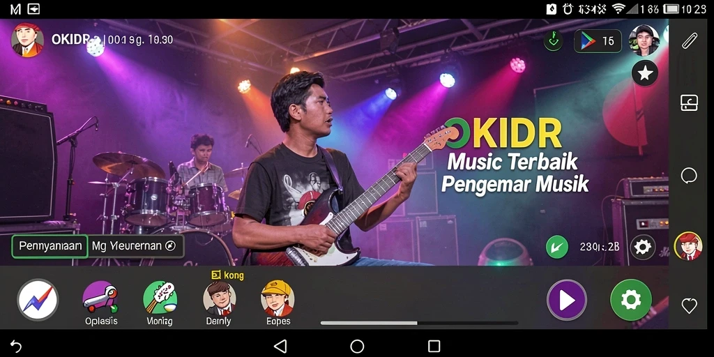 Tampilan gameplay seru di OKIDR dengan berbagai lagu dan tantangan.