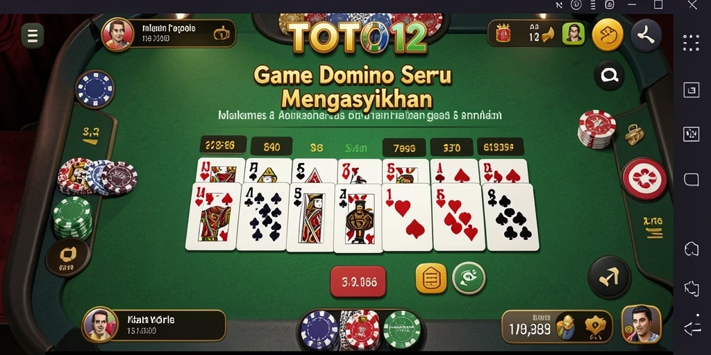 Tampilan gameplay seru dan interaktif dari TOTO12, game Domino yang menarik.